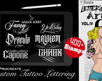 Lettering made easy vol.4, - mega pack, 400+ stamps -tattoo inspired fonts vol.4 / 7 fonts and some extra font stuff