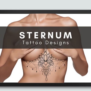 Custom sternum tattoo designs for Procreate  ~ 25 ready made designs + construction kit, build your own design!