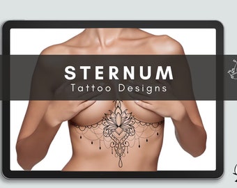 Custom sternum tattoo designs for Procreate  ~ 25 ready made designs + construction kit, build your own design!