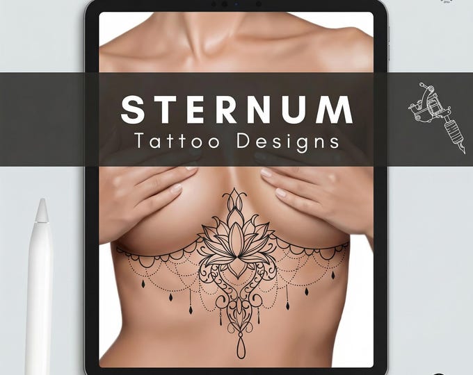 Sternum Tattoo Designs for Procreate: 25 Ready-Made Stamps + Construction Kit (Digital Download