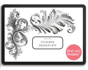 Filigree design kit / custom art, references for Procreate