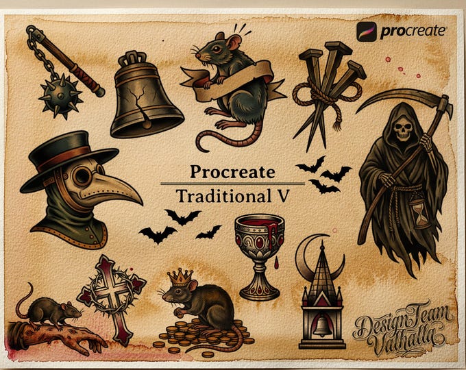 Traditional vol.5, 115+ tattoo ideas, outlined traditional stencils, made in Sweden