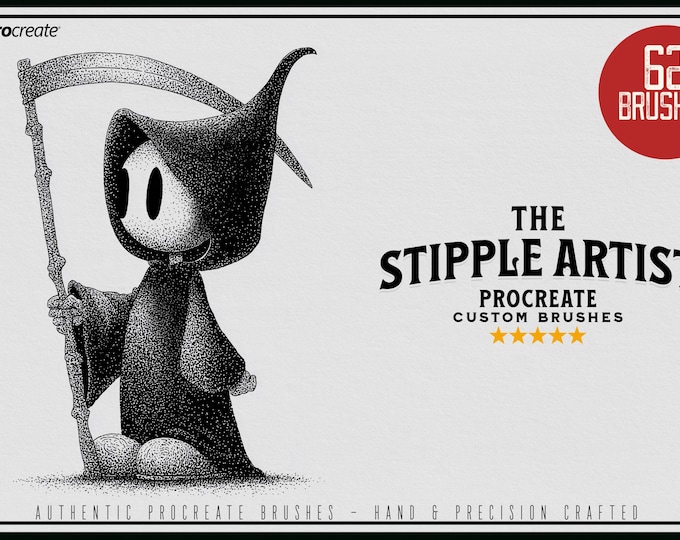 The stipple artist, 62 custom built brushes for Procreate, artists stipple bundle, traditional stipple art, tattoo shaders, fine art stipple