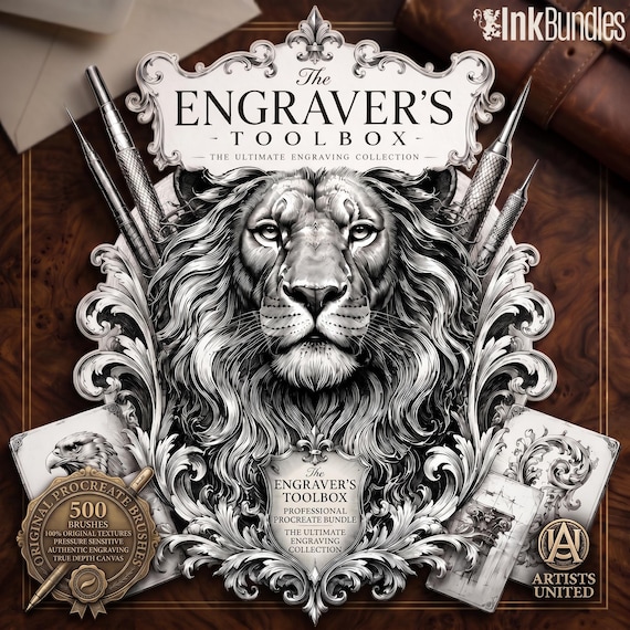 Procreate The Engrave Toolbox & Vintage Press, 500+ Original Procreate Brushes