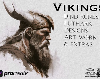 Viking essentials - elder futhark - bindrunes and other viking stamps (+some Extras, over 160 stamps) custom references for Procreate