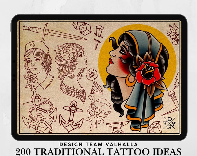 Procreate, Tattoo ideas vol.2 & vol.3 ~ 200+ custom designs