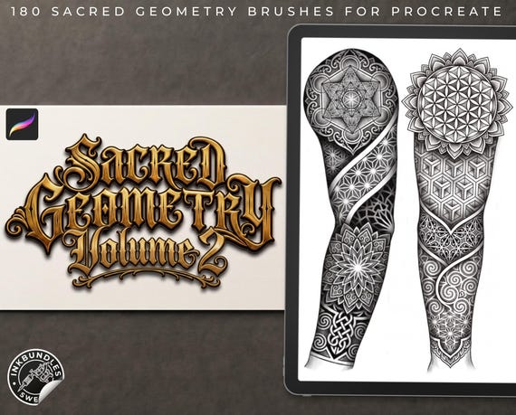 Sacred Geometry 2, Procreate Brushes: 180 Stamps & Patterns