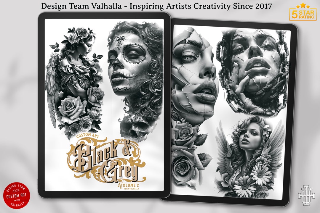 Black & Grey Vol.2 ~ 100+ Custom Made, Stencil Ready Tattoos From ...