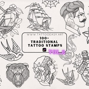 100 hand drawn tattoos traditional vol.8. Design Team Valhalla