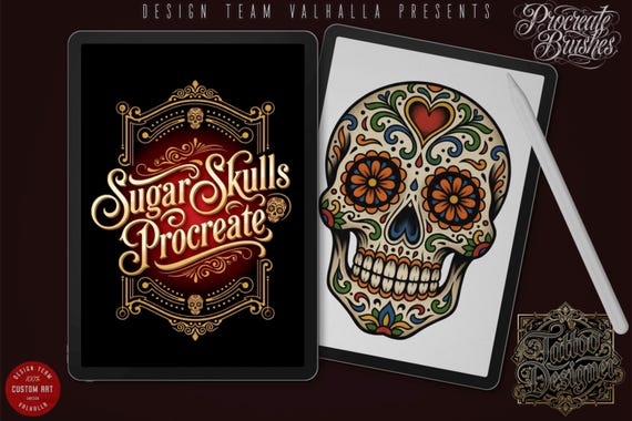 Sugar skulls, Creative bundle for Procreate, Construction kit Día de los Muertos