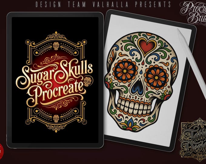 Sugar skulls, Creative bundle for Procreate, Construction kit Día de los Muertos