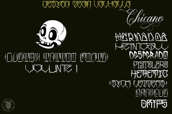 Tattoo font bundle, t-shirt / logo design, 10 Handmade fonts