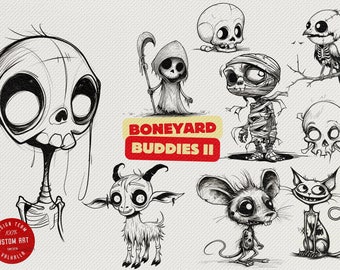 Boneyard Buddies vol.2 ~ 175 new fun ideas, new-school cartoon buddies for Procreate