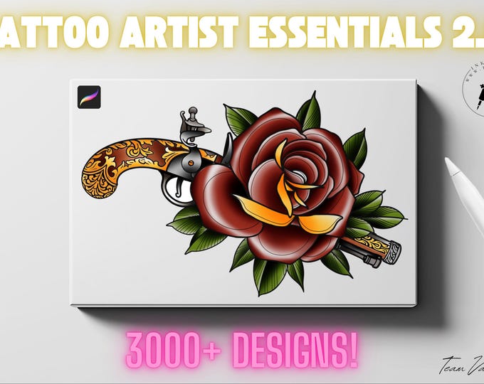 Procreate Tattoo Stamps Brush Set: 3000+ Artist Essentials - PNG & Brushes