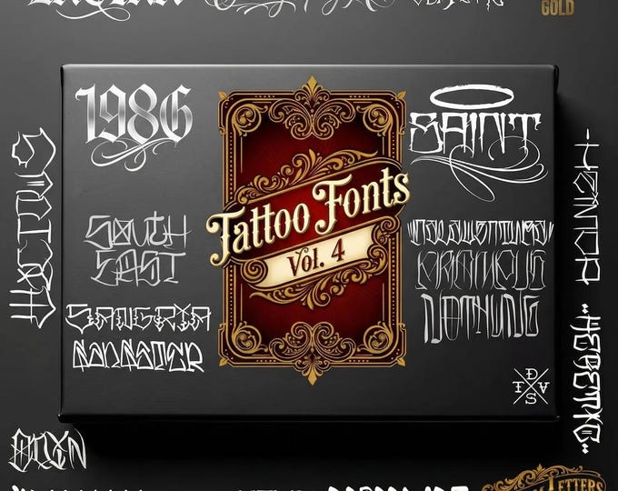 Tattoo Lettering Bundle for Procreate – Chicano Blackletter Fonts, Custom Script Brushes & PNG  Lettering Pack