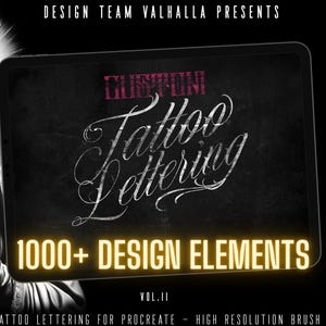 Procreate, Custom Tattoo Lettering Vol.2 / XL bundle 1000+ design elements for Procreate