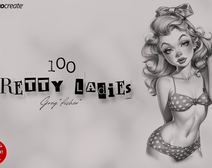 Drawing Pretty Ladies, 100+  Cartoon pinups from artist Greg ”fisher” made for Proocreate