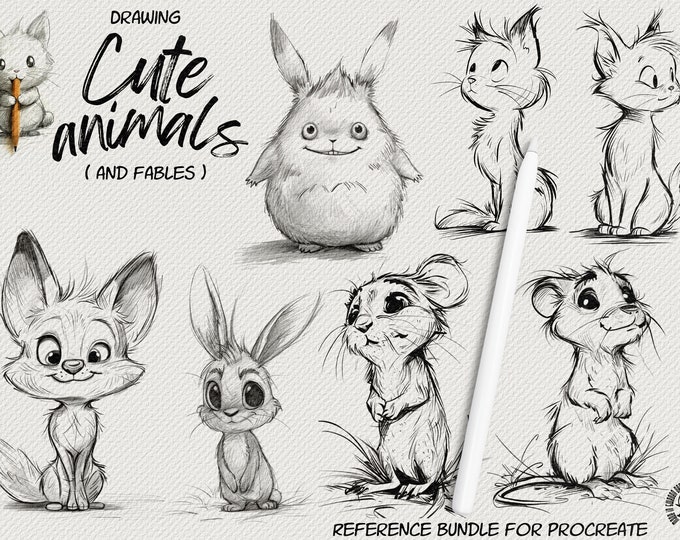 Start drawing cute cartoon characters, design bundle for Procreate
