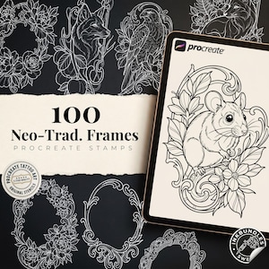Decorative Frames Tattoo Stencil art – Frame templates & Designs  Procreate | PNG | PDF Tattoo References
