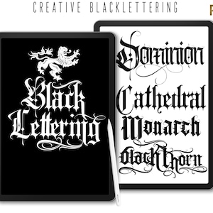 Procreate Black Lettering, Procreate stamps, Tattoo flash, Procreate bundle, Procreate tattoo lettering