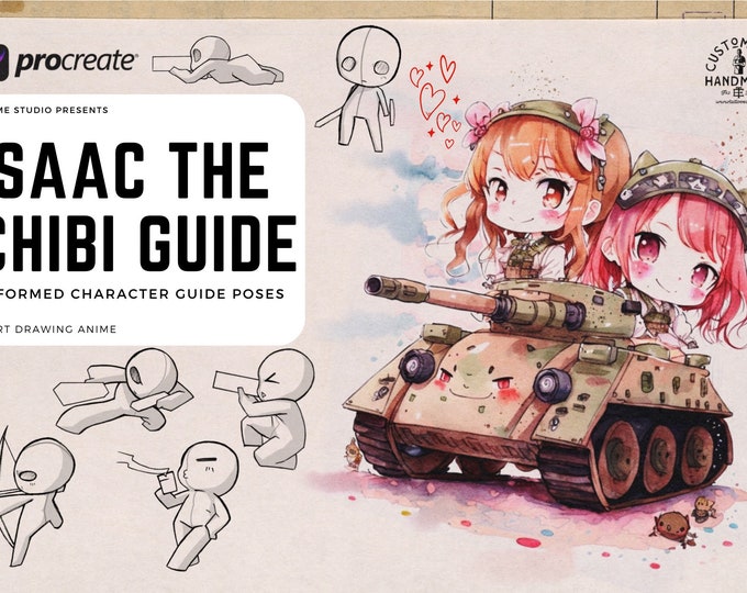 The Anime Studio  / Isaac the emo Chibi guide, 140 stamps for Procreate