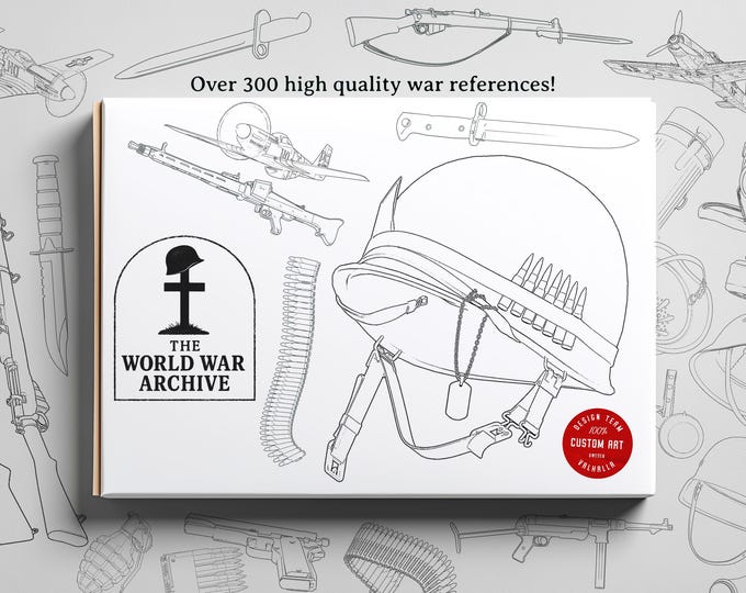 Procreate / World War archive, custom made design kit, war reference folder for artists, 360+ references, high quality art
