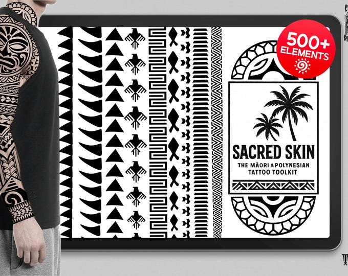 Procreate, 500+ custom built Maori / polynesian tattoo brushes & construction kit, Xl maori design bundle for artists!