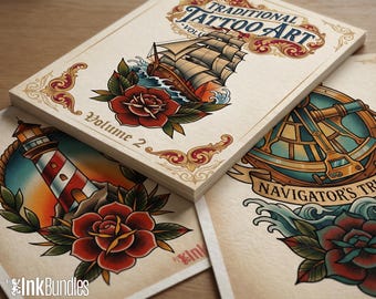 The Traditional Artist 2 - 1000+ files, Old School Tattoo Flash Archive, Stencil Collection