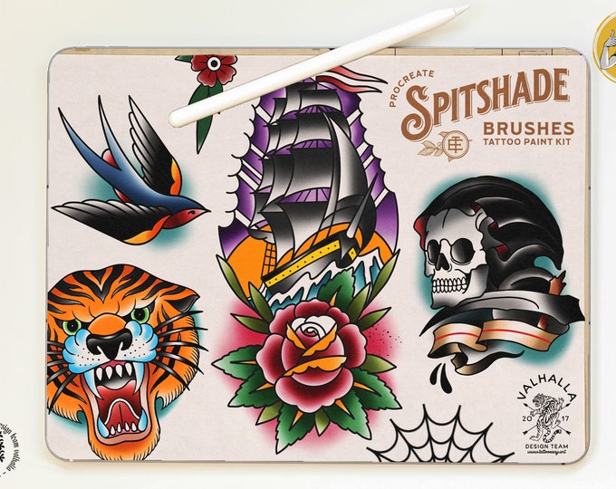 Tattoo flash painting kit, Spitshade, ink, watercolor, markers & lots of canvases and extras!