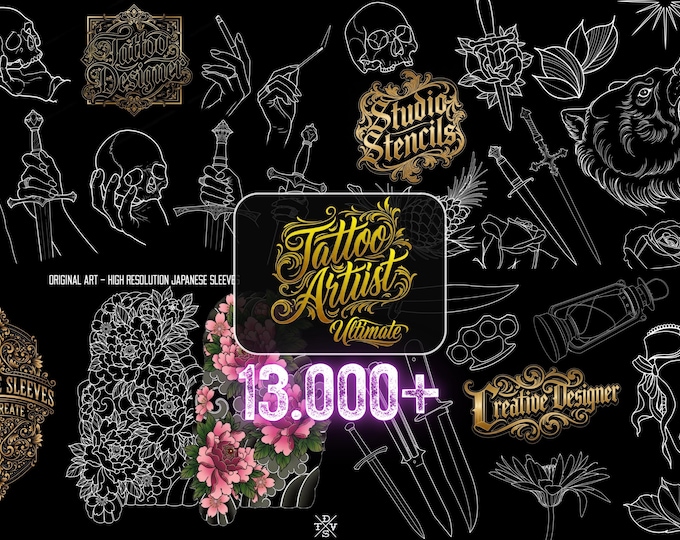 The Tattoo Artist Ultimate, 13500k+ Creative tattoo art toolkit XXL ( digital download )