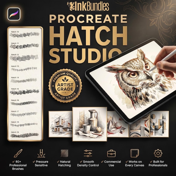 The Pencil Hatch Artist, custom brushes for Procreate