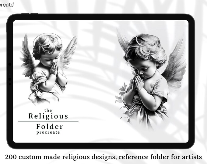 Procreate, Religious reference folder, 200 artworks, png, procreate stamps &pdf included