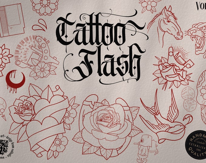 TattooFlash • 100  handmade tattoo designs ! Vol.17, custom references for Procreate