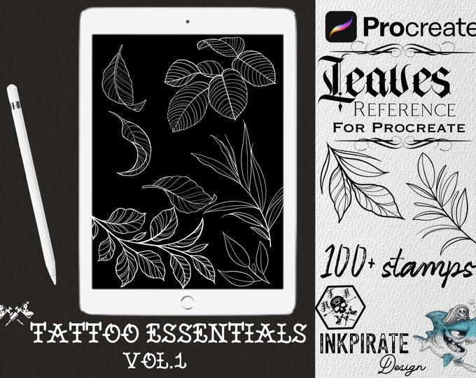 Procreate 100+ leaves reference, botanical  stamps ;tattoo essentials; build your own bush kit