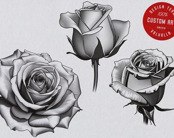 Procreate / Roses Vol.2, Tattoo builder, Design team Valhalla sweden, 40 unique designs