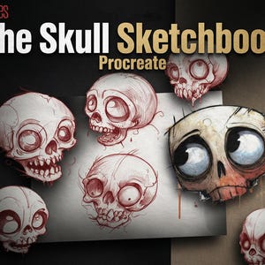 Szkicownik czaszek: ponad 500 stempli Procreate, materiały referencyjne dotyczące sztuki tatuażu (do pobrania w wersji cyfrowej)