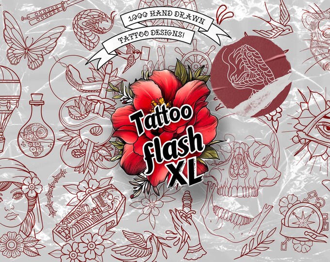 Procreate ~ XL hand drawn tattoo collection, 1000 designs (!)
