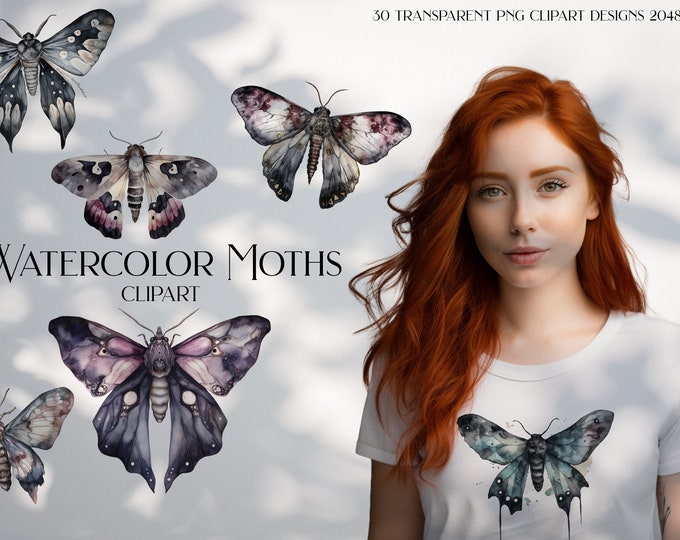 Watercolor Moths, Goth inspired/ 300dpi 2048*2048 of, 100% custom art, transparent png images, pod, sticker art, tshirt design