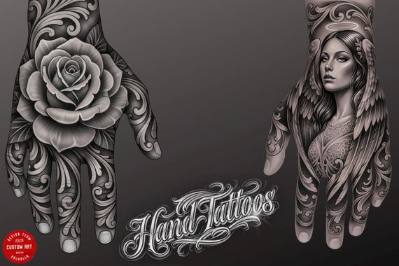 ProcreateTattoo Stamp Brushes,  Hand Tattoo ideas ( digital download )