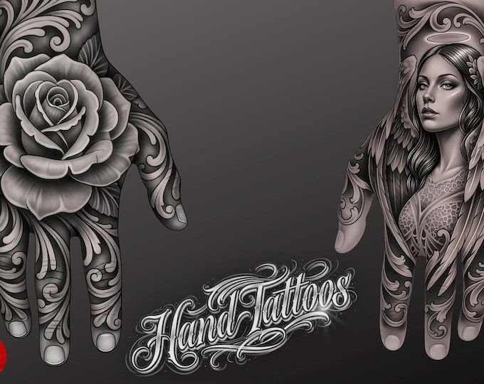 ProcreateTattoo Stamp Brushes,  Hand Tattoo ideas ( digital download )