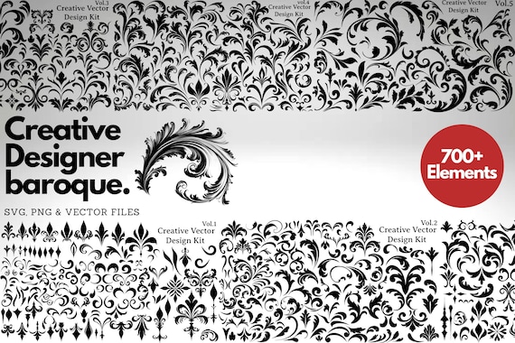 Baroque Design Elements Kit: Vector Art, SVG & PNG Files