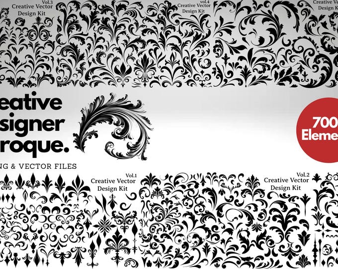 Creative Baroque design kit, Cricut, Svg files, Png files, Vector baroque elements, construction kit, custom art, XL bundle