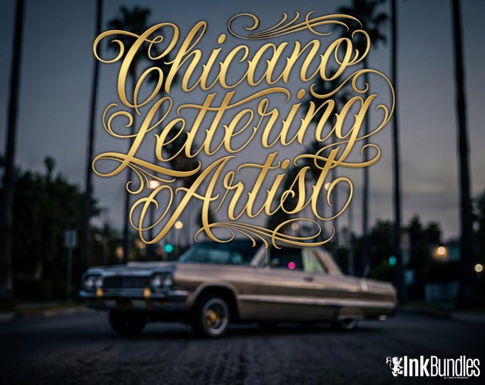 Chicano Lettering Artist for Procreate, tattoo letter design kit,