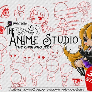 The Anime Studio kawaii / chibi creative set / 350-400 Stamps & brushes, custom references for Procreate