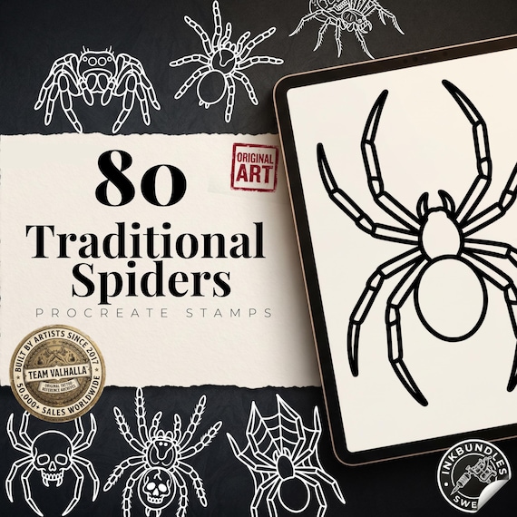 Traditional Spiders - custom art | digital download | Tattoo Stencils | Flash designs