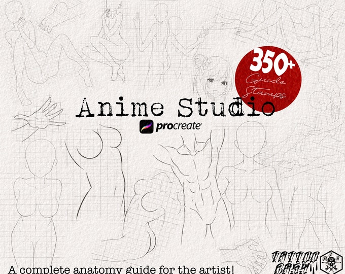 The Anime Studio bundle / 350-400 guide anatomy stamp brushes, XXL creative set!