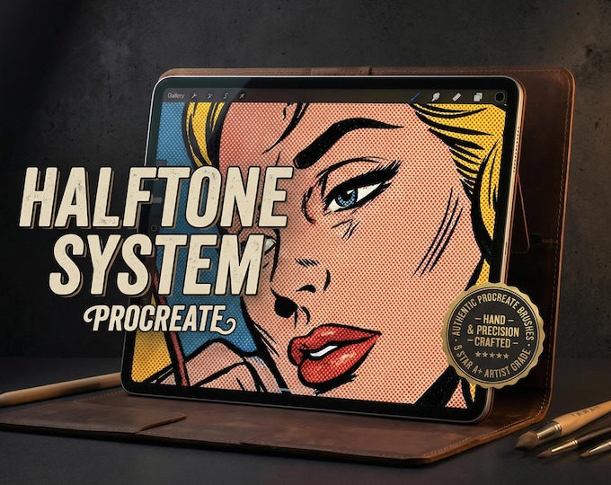 Procreate, 101 Halftones, unique halftone textured brush bundle for Procreate, 100% custom work