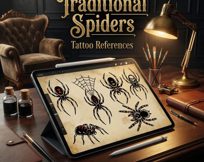 Traditional Spiders - custom art | digital download | Tattoo Stencils | Flash designs