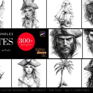 Pirates Bounty (+Pirates Booty) - 330+ custom made designs for Procreate & png version, XL creative design kit