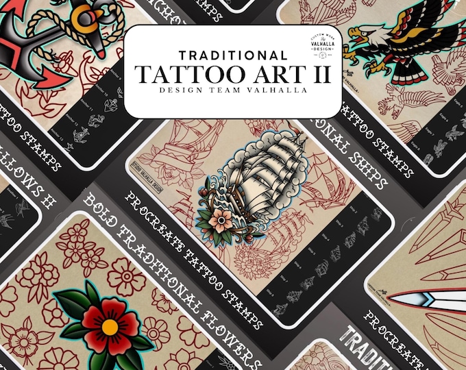 The Traditional Tattoo Artist 2 - 1000+ files, Procreate, PNG, SVG & EPS